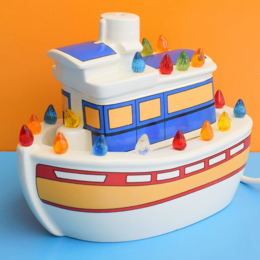 Vintage 1980s Ceramic Boat Lamp