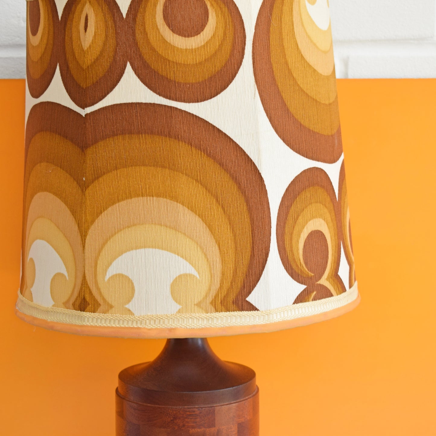 Vintage 1970s Wooden Lamp & Shade - Brown by Pineapple Retro