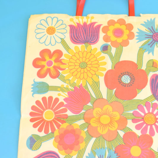 Vintage 1970s Paper / Plastic Gift Bag - Coloroll Ltd -  Flower Power