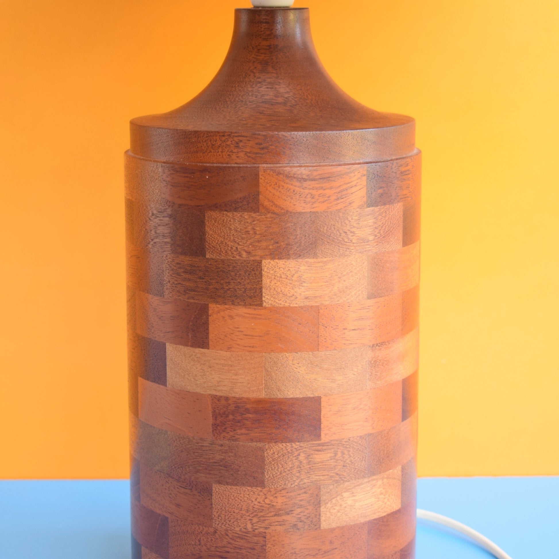 Vintage 1970s Wooden Lamp & Shade - Brown by Pineapple Retro