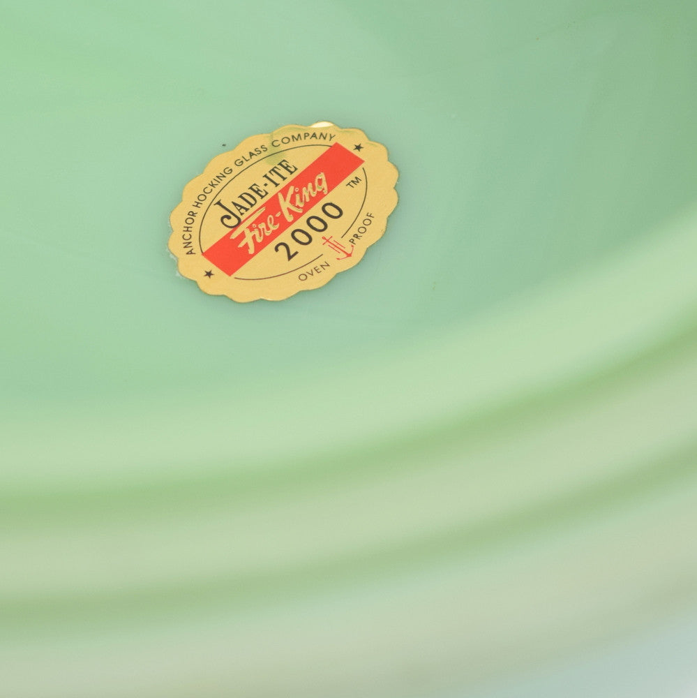 American Fire King Jadeite Set of Glass Nesting Bowl - Jade Green label
