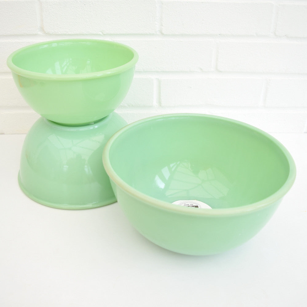 American Fire King Jadeite Set of Glass Nesting Bowl - Jade Green