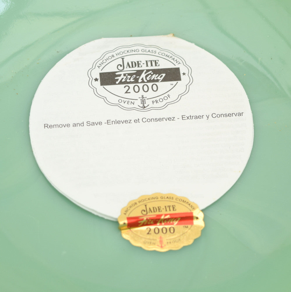 American Fire King Jadeite Set of Glass Nesting Bowl - Jade Green paper label