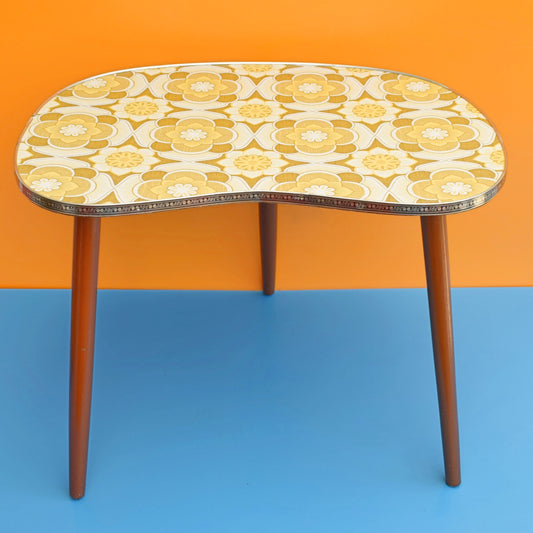 Vintage 1960s Kidney Shaped Side Table - Flower Power by Pineapple Retro