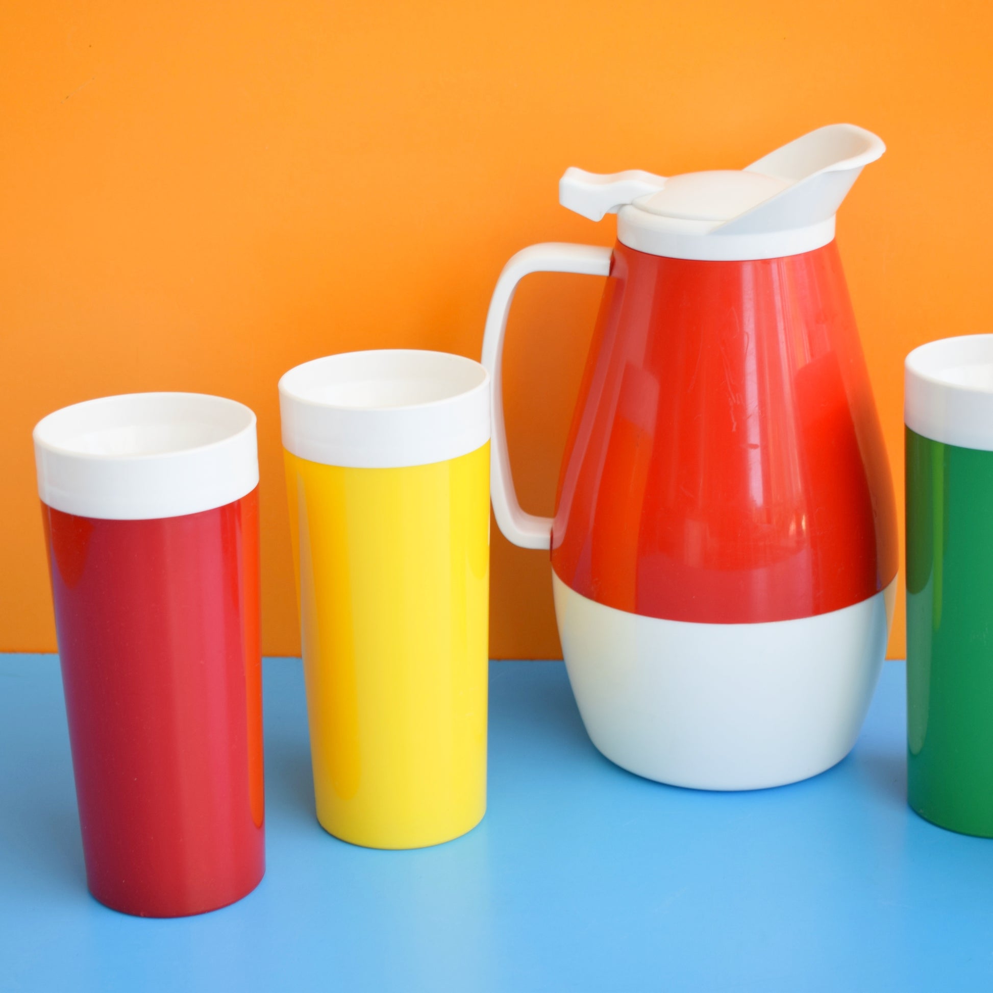 Vintage 1970s Plastic Jug & Beaker Set by Pineapple Retro