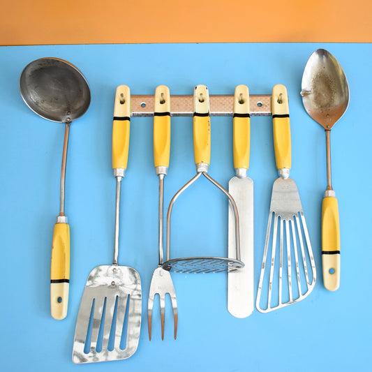 Vintage 1960s Kitchen Utensils - Skyline - Yellow by Pineapple Retro