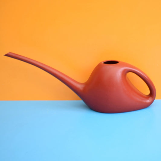 Vintage 1970s Indoor Plant Watering Can - Deep Red by pineapple retro