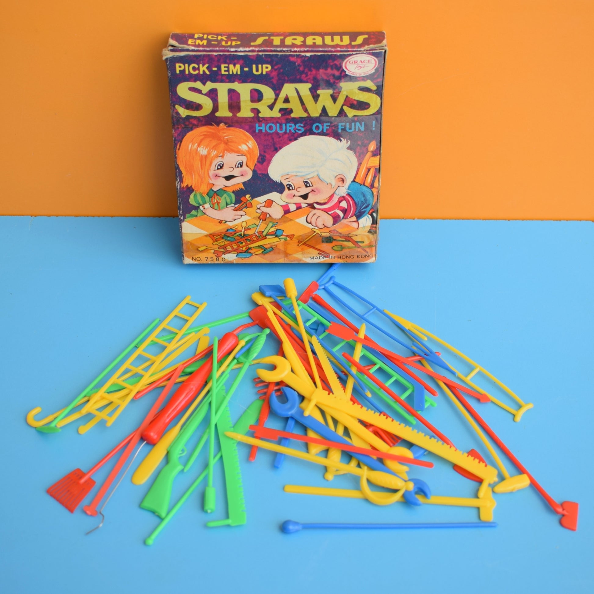 Vintage 1970s Pick Em Up Straws Game by Pineapple Retro