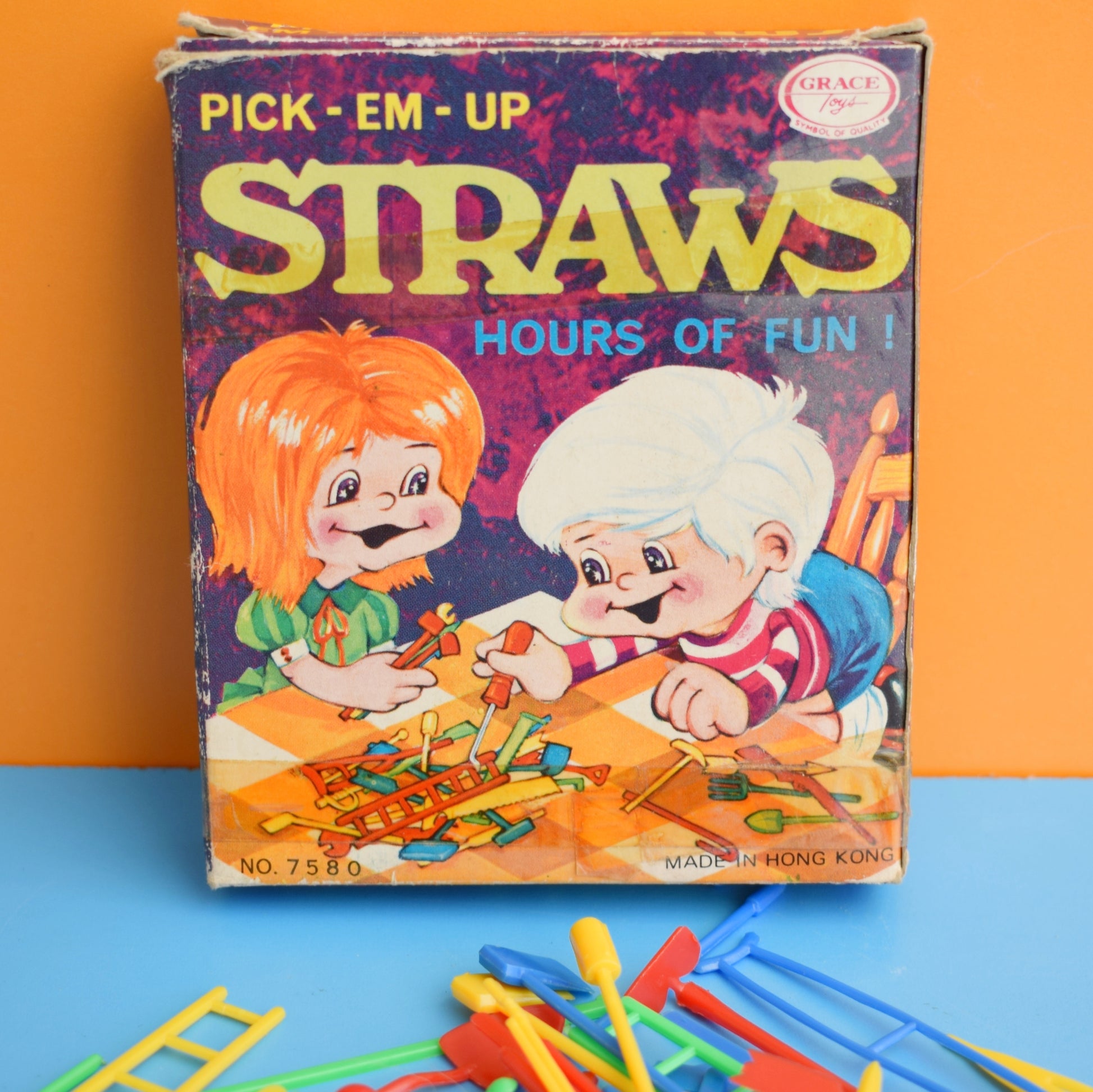 Vintage 1970s Pick Em Up Straws Game by Pineapple Retro