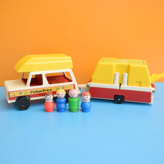 Vintage 1970s Plastic Fisher Price Car & Trailer