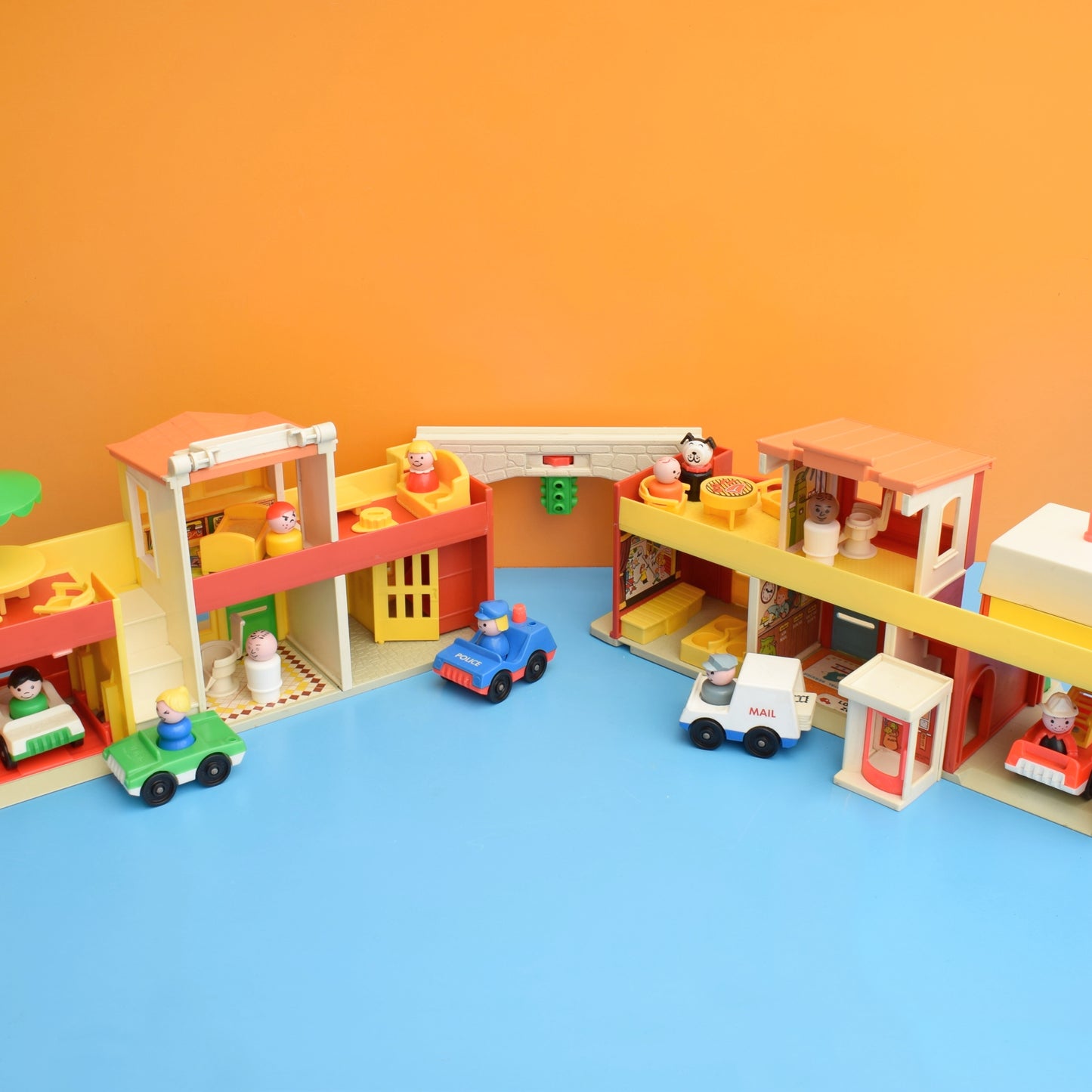 Vintage 1970s Fisher Price Town / Village With Accessories