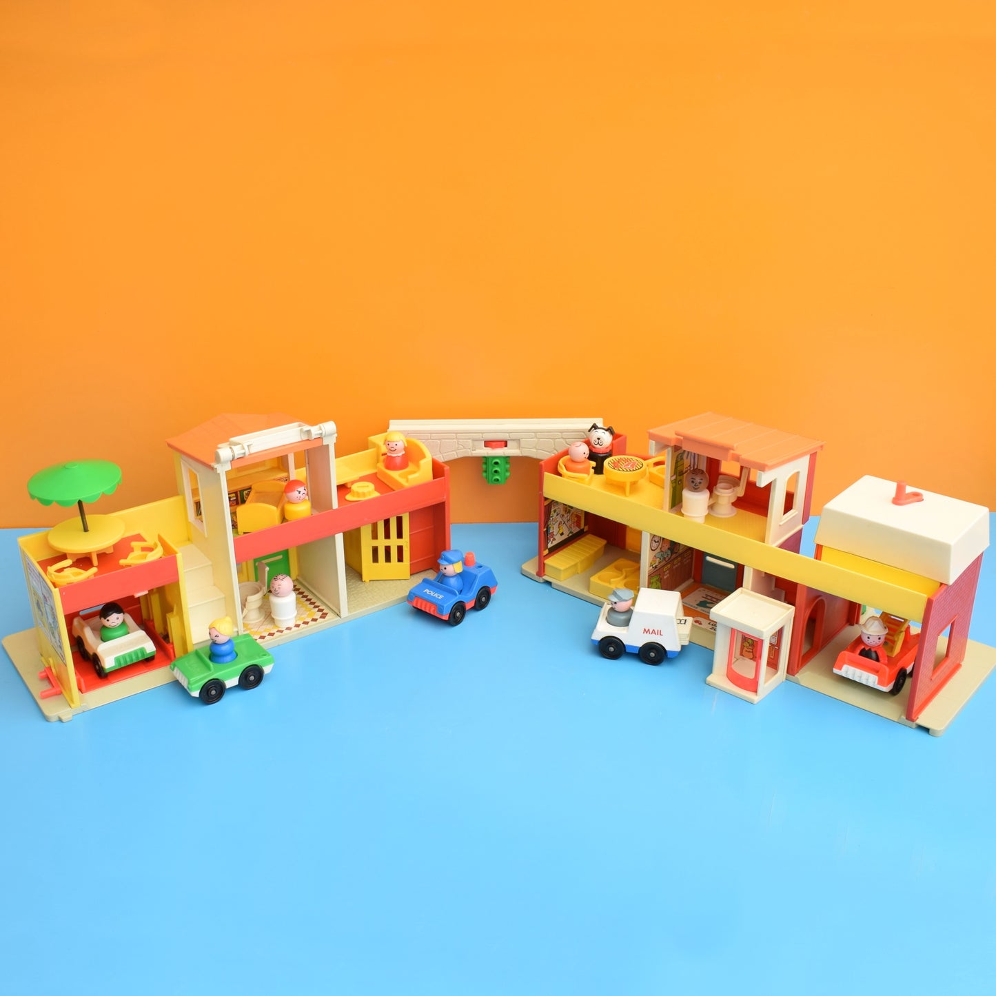 Vintage 1970s Fisher Price Town / Village With Accessories