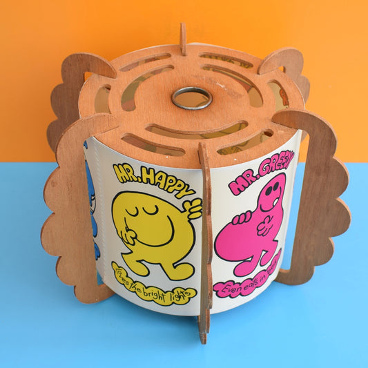 Vintage 1970s Plywood Light Fitting / Shade - Mr Men by Pineapple Retro