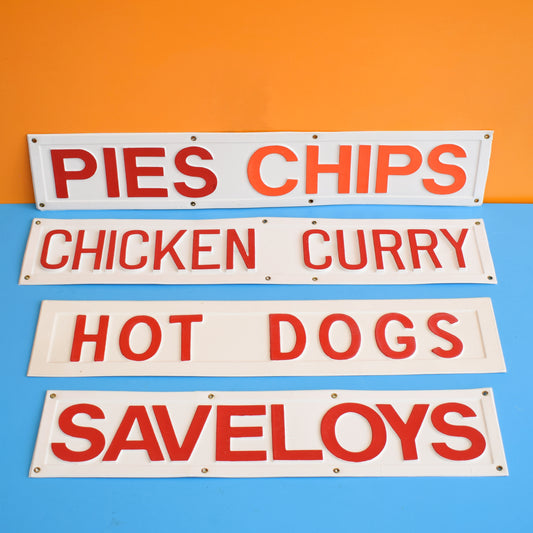 Vintage 1990s Unused Plastic Signs - Food