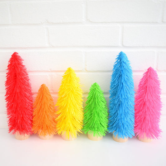 New Retro Brush Kitsch Christmas Tree Decoration - Red, Orange. Yellow, Green, Blue or Pink