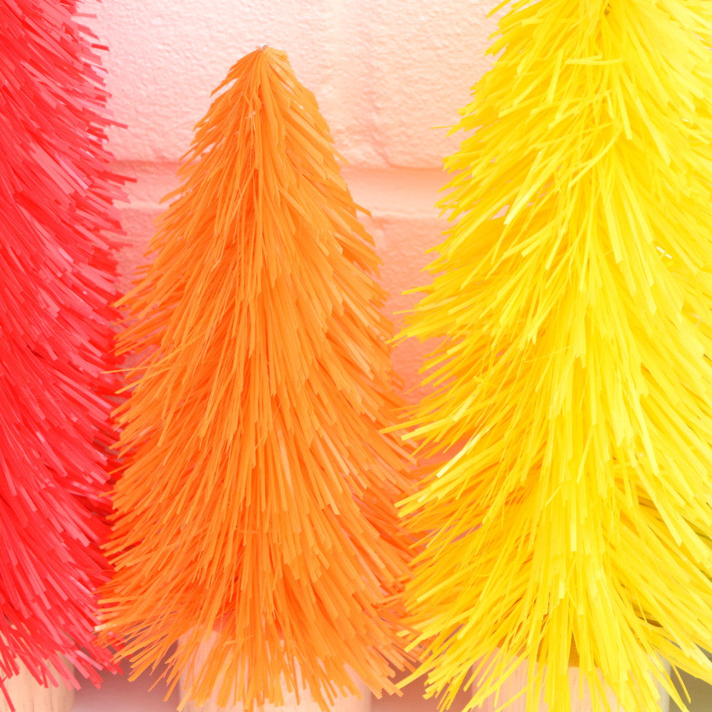 New Retro Brush Kitsch Christmas Tree Decoration - Red, Orange. Yellow, Green, Blue or Pink