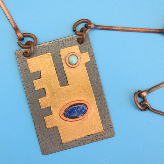 Vintage 1970s Metal / Copper Necklace - Scandi Bird Design by Pineapple Retro