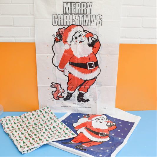 Vintage 1980s Plastic Christmas Bags by Vintage