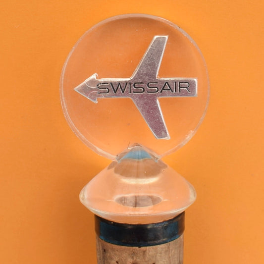 Vintage 1950s Perspex / Cork Bottle Stopper- Swiss Air by Pineapple Retro