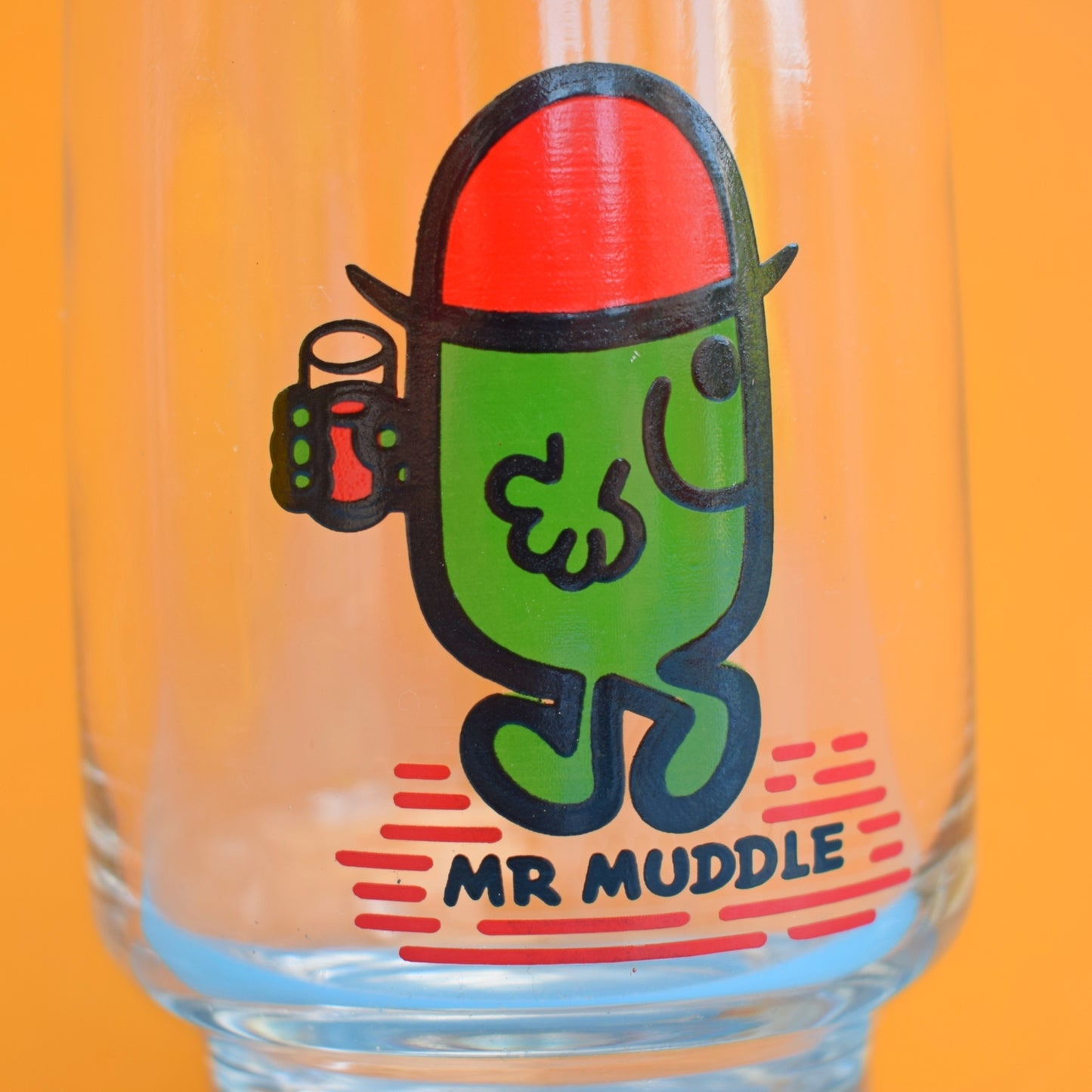 Vintage 1970s Mr Men Drinking Glasses - Mr Muddle & Mr Silly