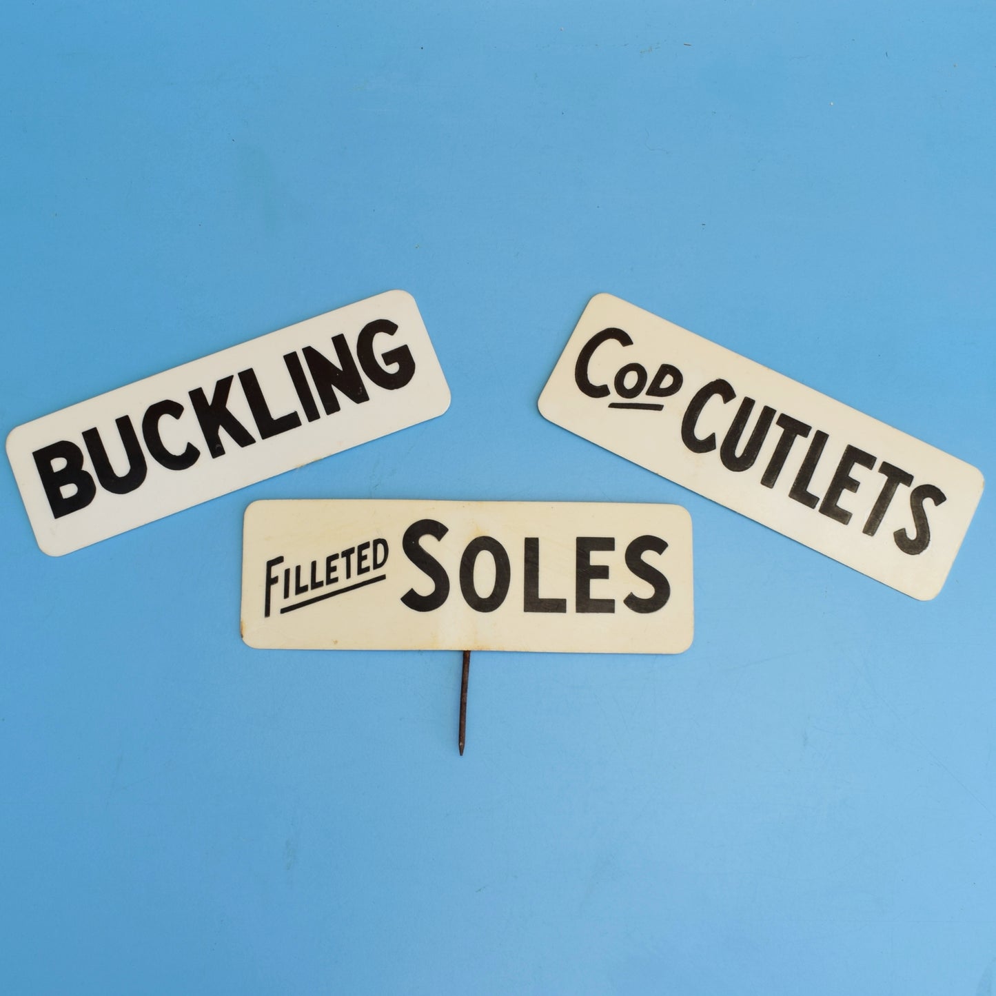 Vintage 1960s Plastic Fish Counter Signs