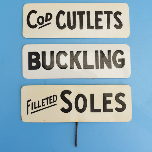 Vintage 1960s Plastic Fish Counter Signs by Pineapple Retro