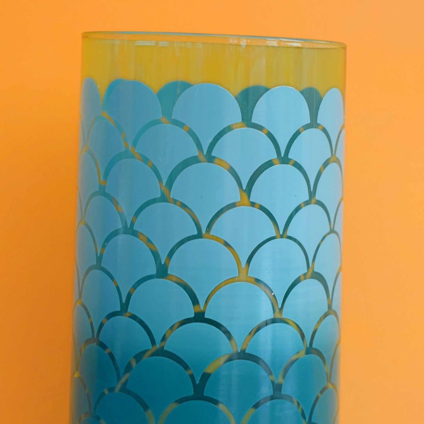 Vintage 1960s Scale Design Glass Vase - Turquoise