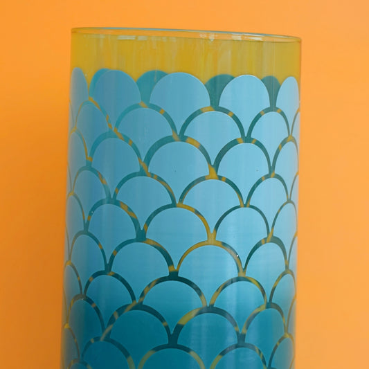 Vintage 1960s Scale Design Glass Vase - Turquoise by Vintage