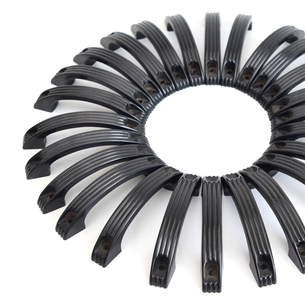 5 Vintage 1960s Plastic Handles New Old Stock - Ribbed Black