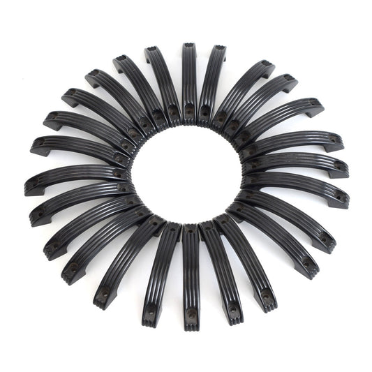 Vintage 1960s Plastic Handles New Old Stock - Set of 6 - Ribbed Black
