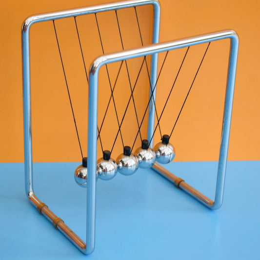 Vintage 1980s Newtons Cradle Executive Desk Toy by Pineapple Retro