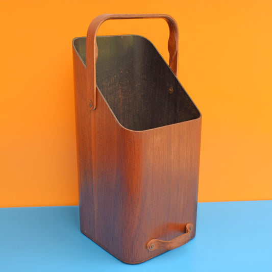 Vintage 1960s Bent Teak Plywood Coal Bucket by Pineapple Retro