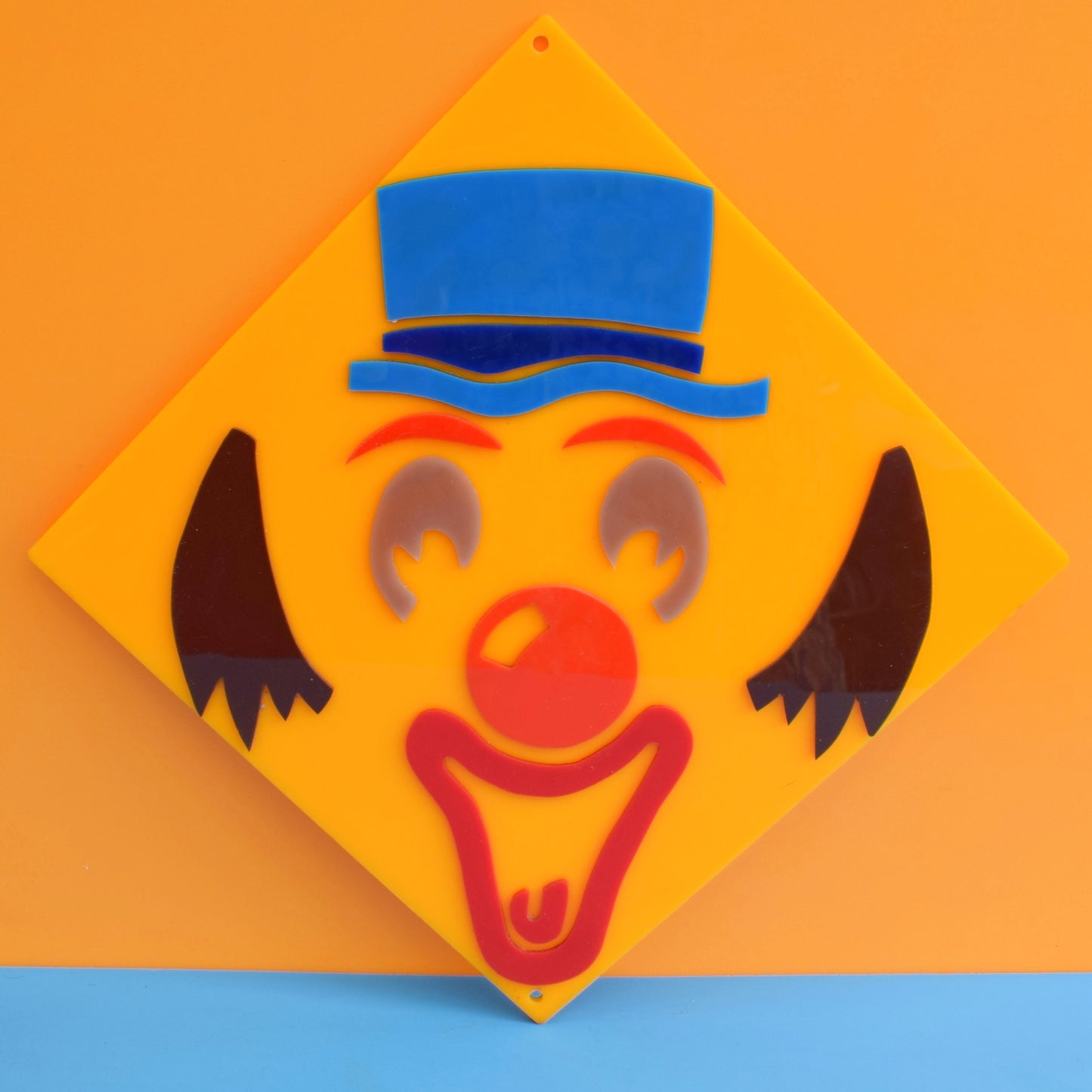 Vintage 1970s Acrylic Circus / Fairground Signs - Clowns