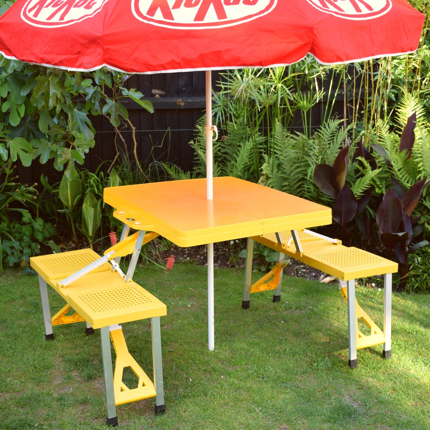 Vintage 1990s Folding Picnic Table Set - Yellow