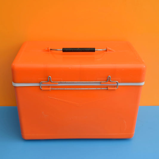 Vintage 1960s Plastic Hard Cool box - Orange by Vintage