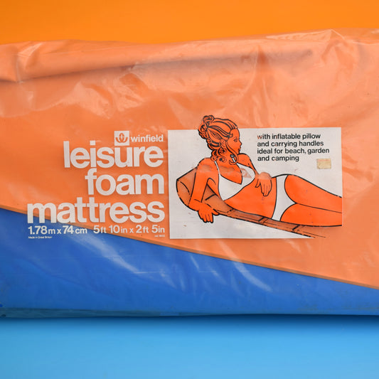 Vintage 1970s Folding Cushion / Mattress - Orange/ Blue by Vintage