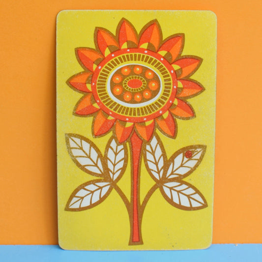 Vintage 1960s Playing Cards - Flower Power- Orange