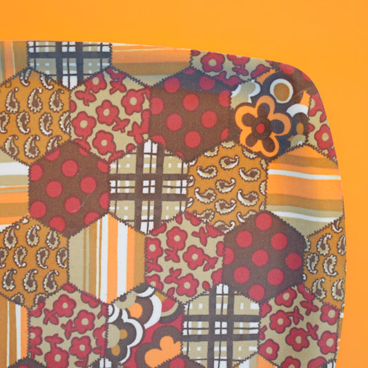 Vintage 1960s Patchwork Style Tray - Brown by Vintage