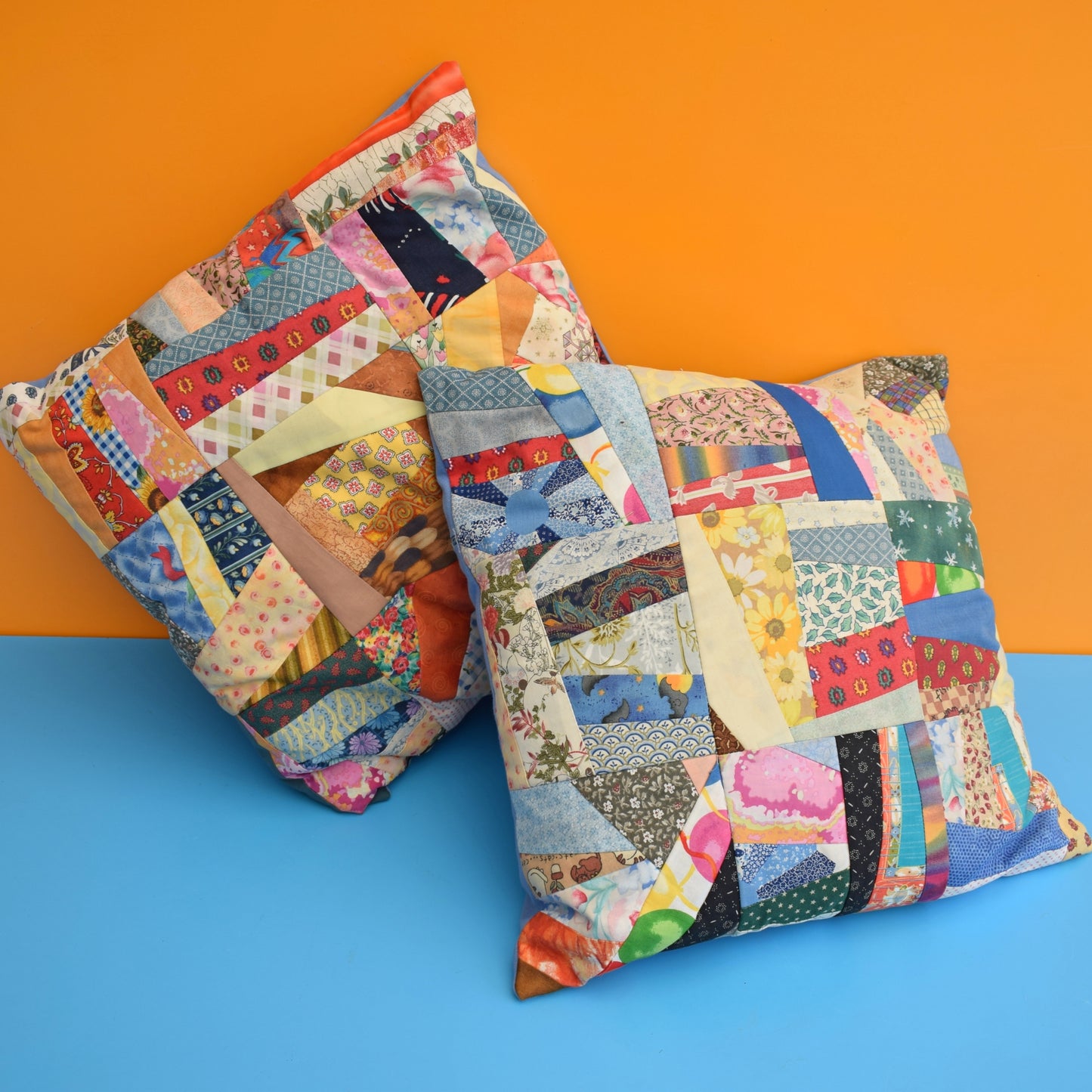 Vintage 1980s Fabric Patchwork Cushions by Vintage