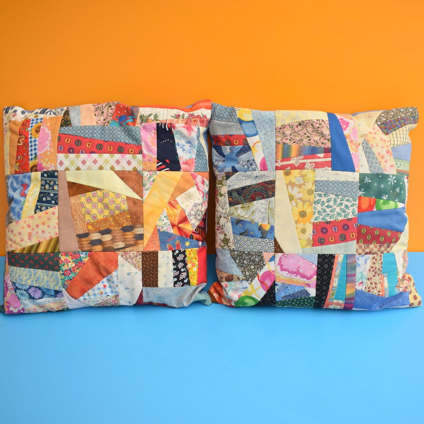 Vintage 1980s Fabric Patchwork Cushions