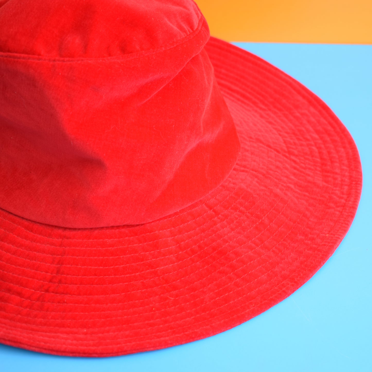 Vintage 1970s Velvet Floppy Hat- Crimson Red