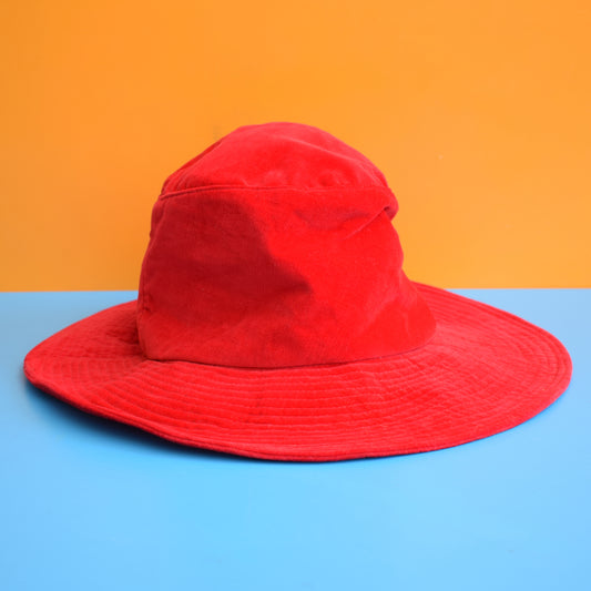 Vintage 1970s Velvet Floppy Hat- Crimson Red