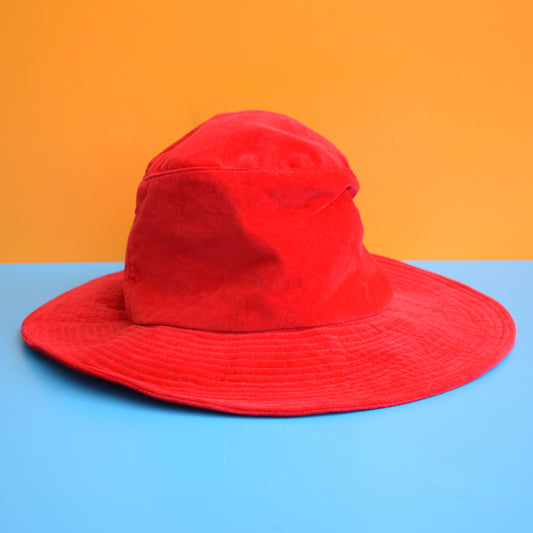 Vintage 1970s Velvet Floppy Hat- Crimson Red by Vintage