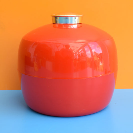 Vintage 1960s Plastic Ice Bucket - Embee - Tomato Red