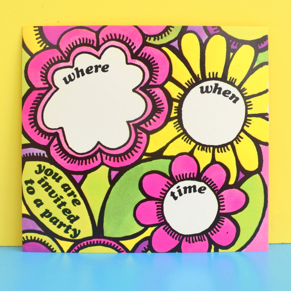 Vintage 1970s American Party Invitations - Flower Power - Multiples