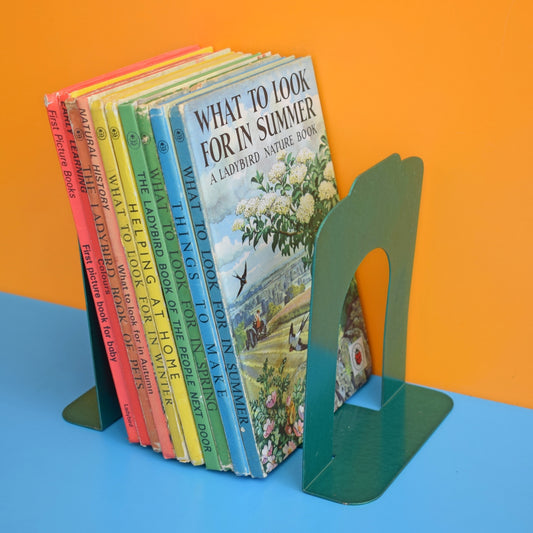 Vintage 1970s Metal Bookend Pairs - Metallic Teal by Pineapple Retro