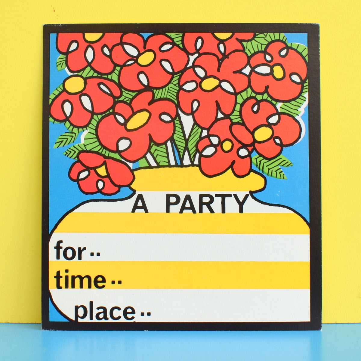 Vintage 1970s American Party Invitations - Flower Power - Multiples - Red & Yellow