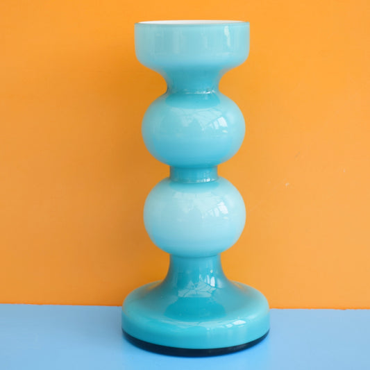Vintage 1960s Cased Glass Candlestick- Turq by Pineapple Retro