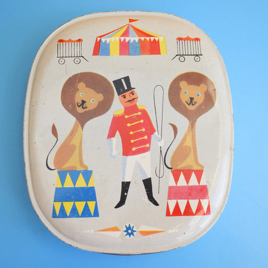 Vintage 1960s Sharps Toffee Tin - Circus Theme - Lions .