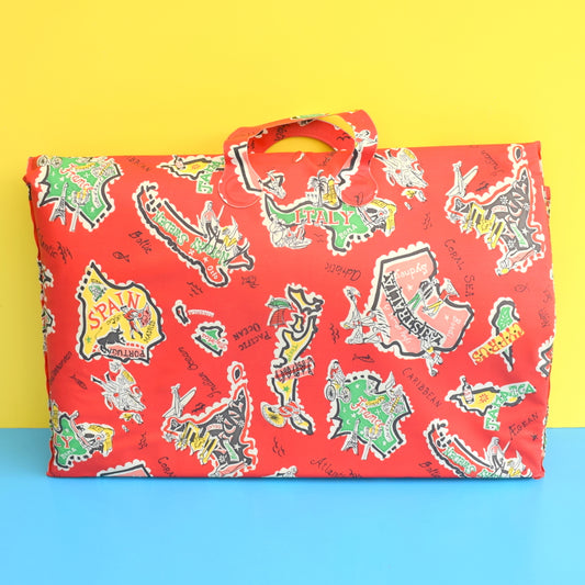 Vintage 1950s Long Vinyl Folding Cushion / Mattress - Red & Black